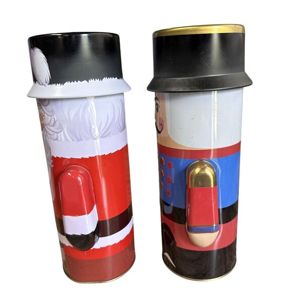 Santa Claus & Soldier Houdini Cookie Holder Tin Christmas Coin Bank 2013 - Picture 4 of 9